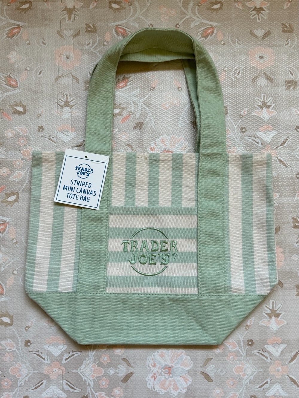 Trader Joe’s Striped Mini Canvas Bag - Green